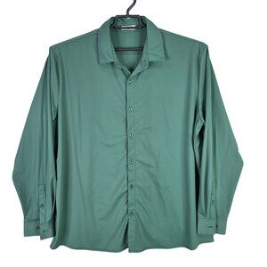 Mens Coofandy Green Shirt Button Up Long Sleeve Nylon Spandex Blend Size XL